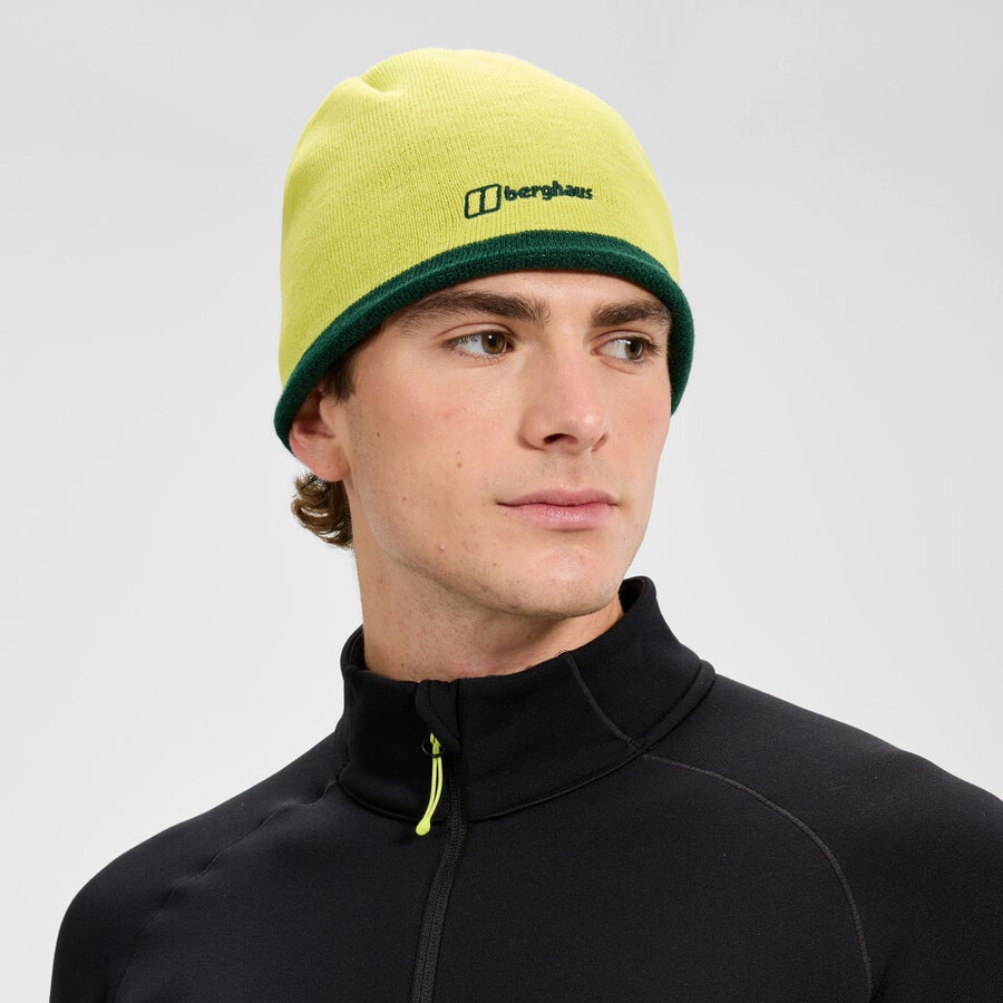 unisex blöcke beanie - grüngelb berghaus
