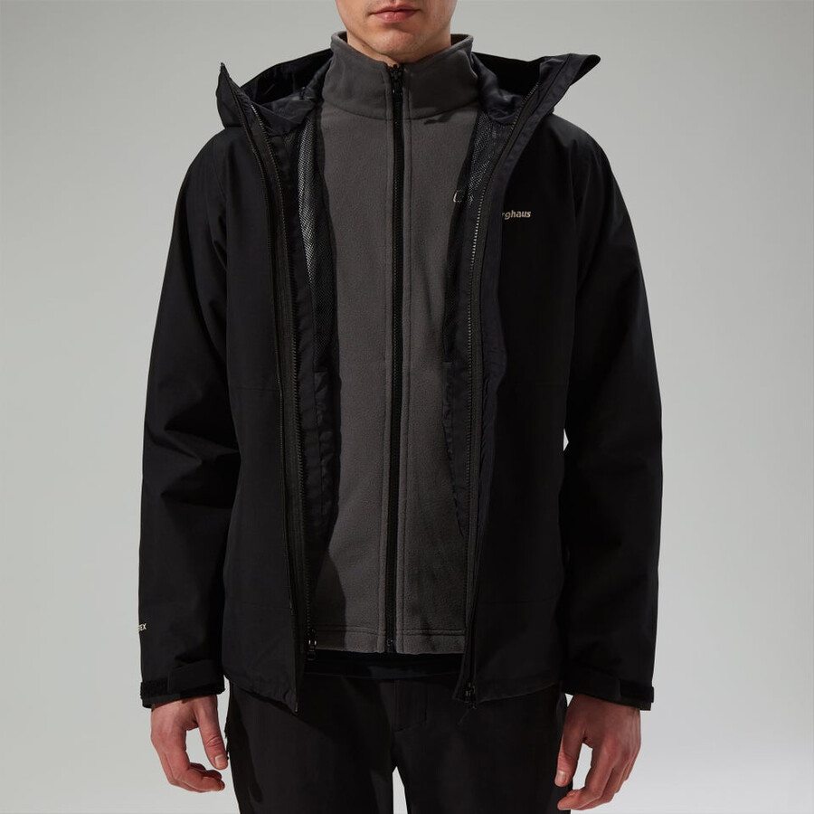 männer bramblfell gemini gore-tex wasserdichte 3in1 jacke - black die berghaus