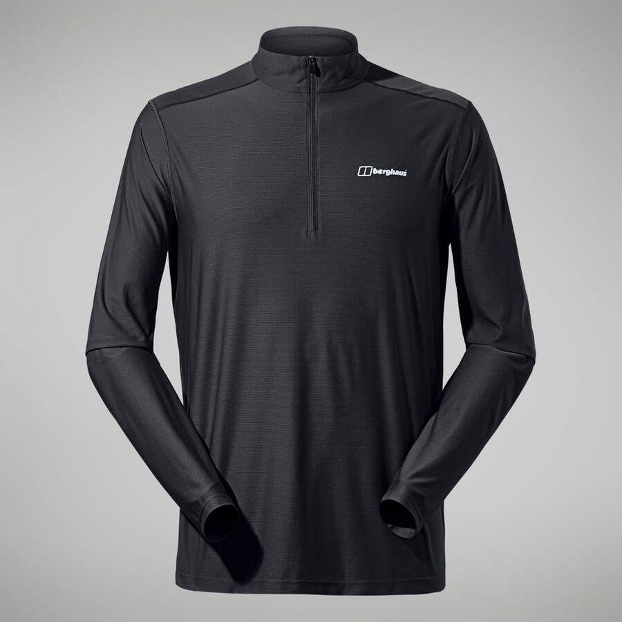 herren 247 tech tee long sleeve half zip schwarz berghaus