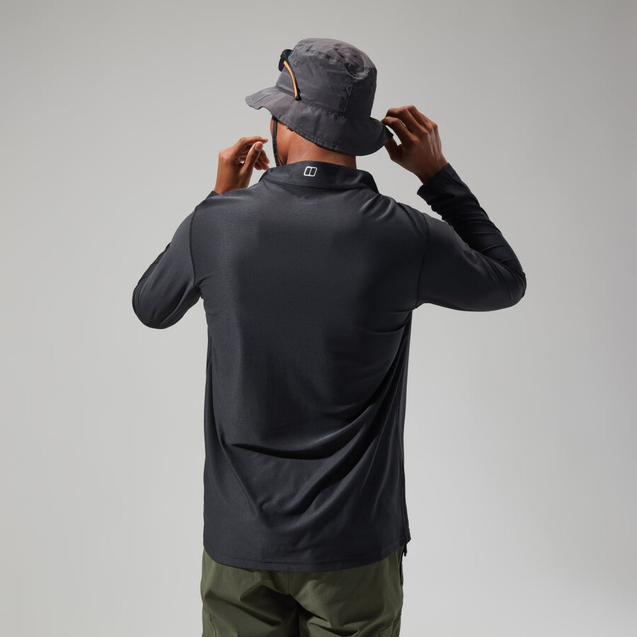 herren 247 tech tee long sleeve half zip schwarz berghaus