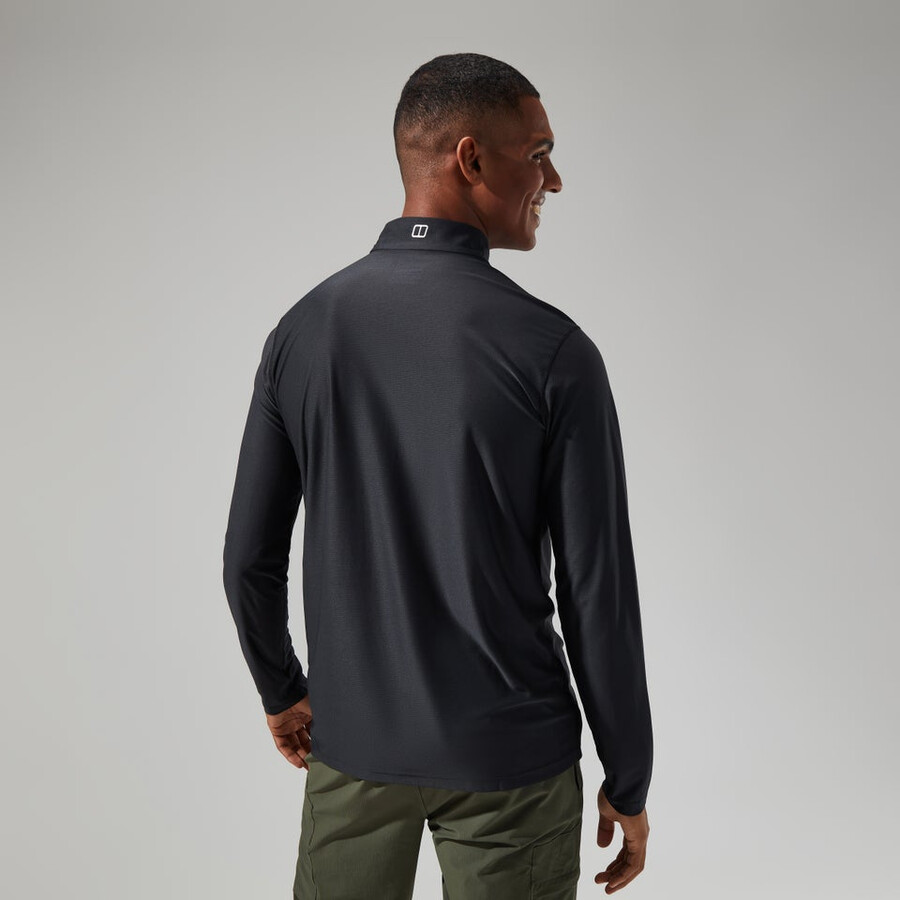 herren 247 tech tee long sleeve half zip schwarz berghaus