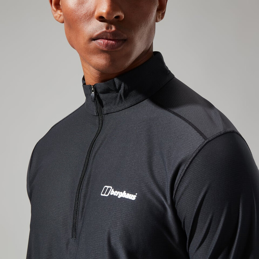 herren 247 tech tee long sleeve half zip schwarz berghaus