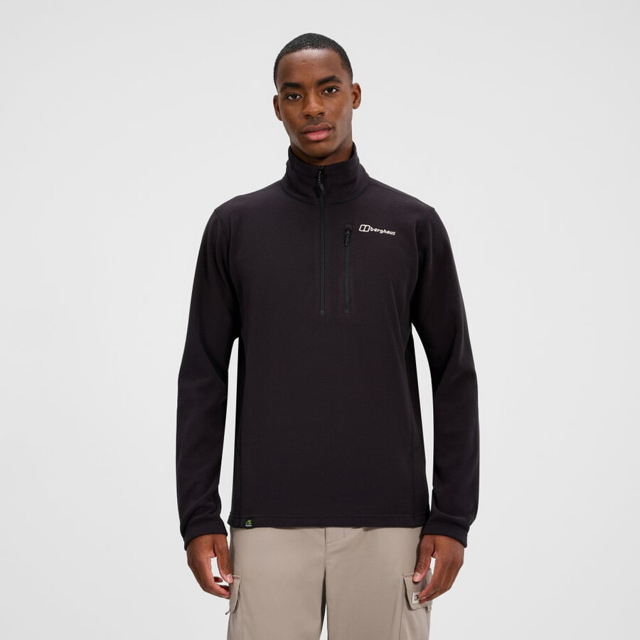herren prism micro polartec half zip fleece - schwarz berghaus