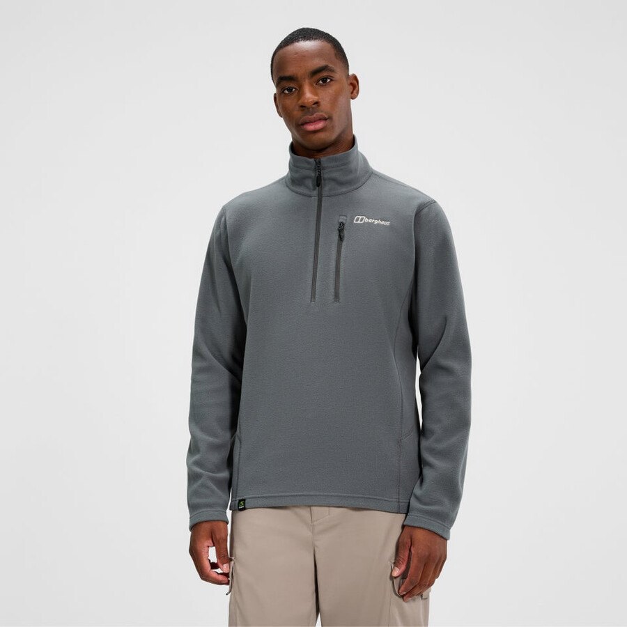 herren prism micro polartec half zip fleece - grau berghaus