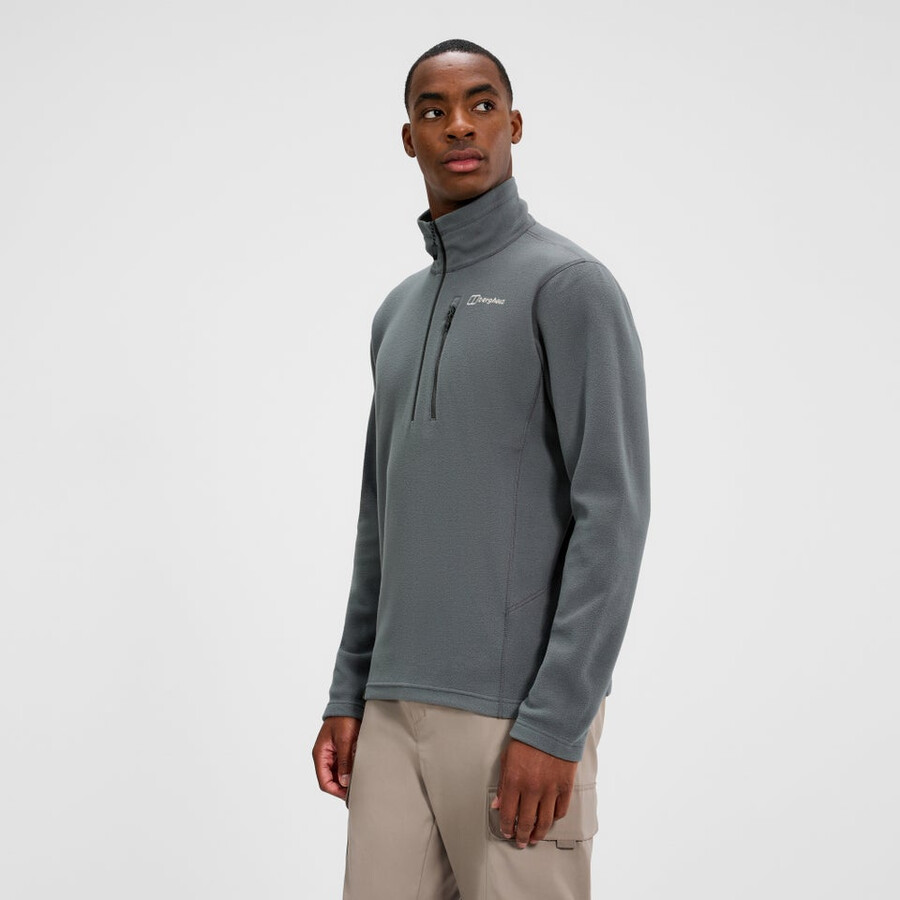herren prism micro polartec half zip fleece - grau berghaus