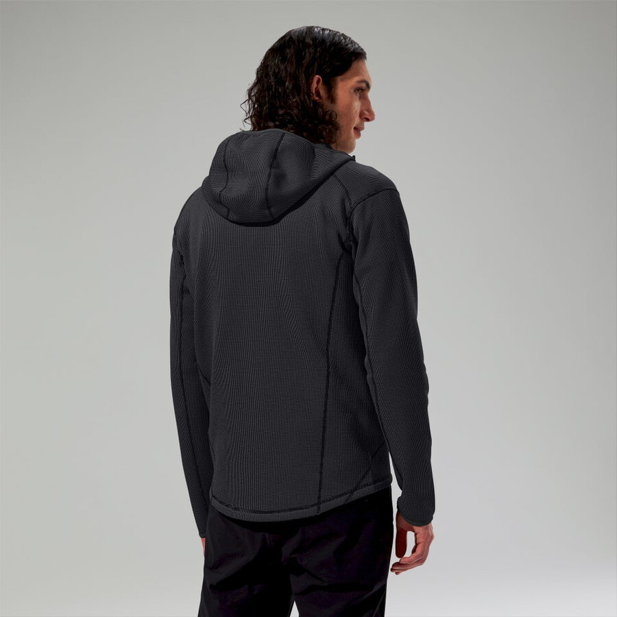 herren pravitale mountain 2.0 hooded fleece jacket - dark greyblack die berghaus