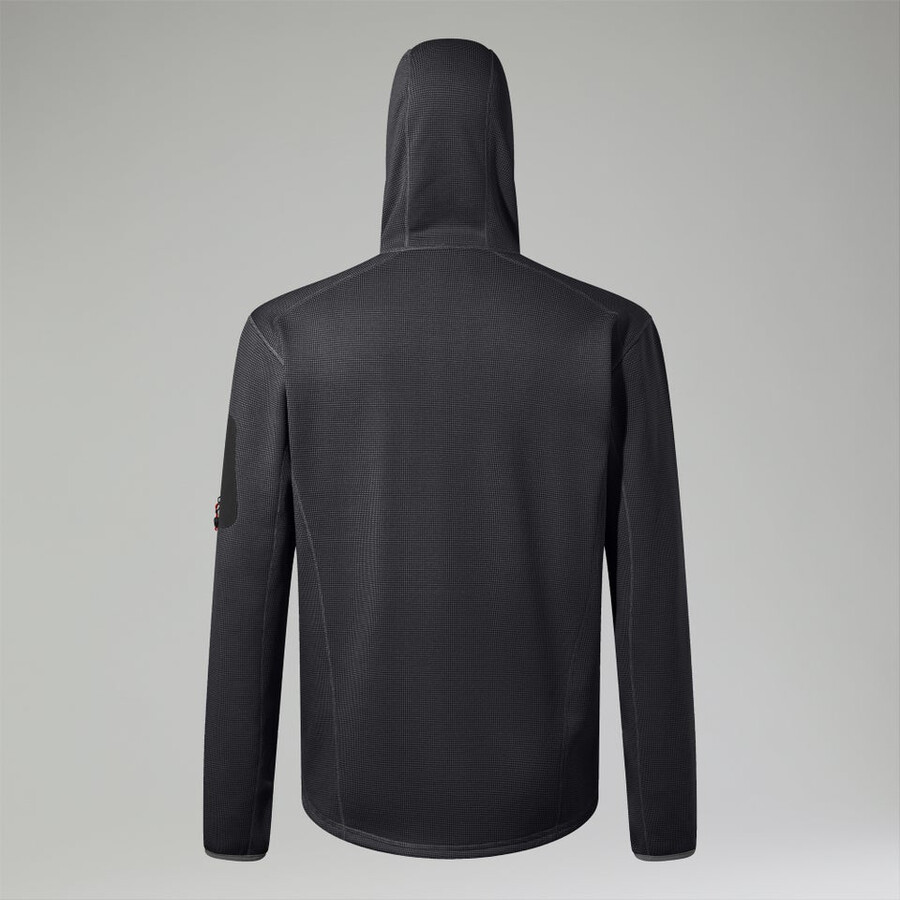 herren pravitale mountain 2.0 hooded fleece jacket - dark greyblack die berghaus