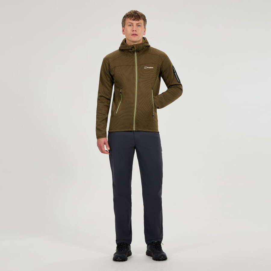 herren pravitale mtn 2.0 hooded fleece jacke - grünbraun berghaus