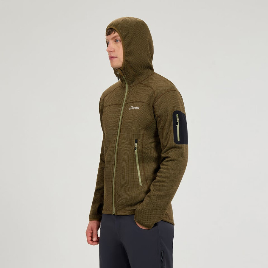 herren pravitale mtn 2.0 hooded fleece jacke - grünbraun berghaus