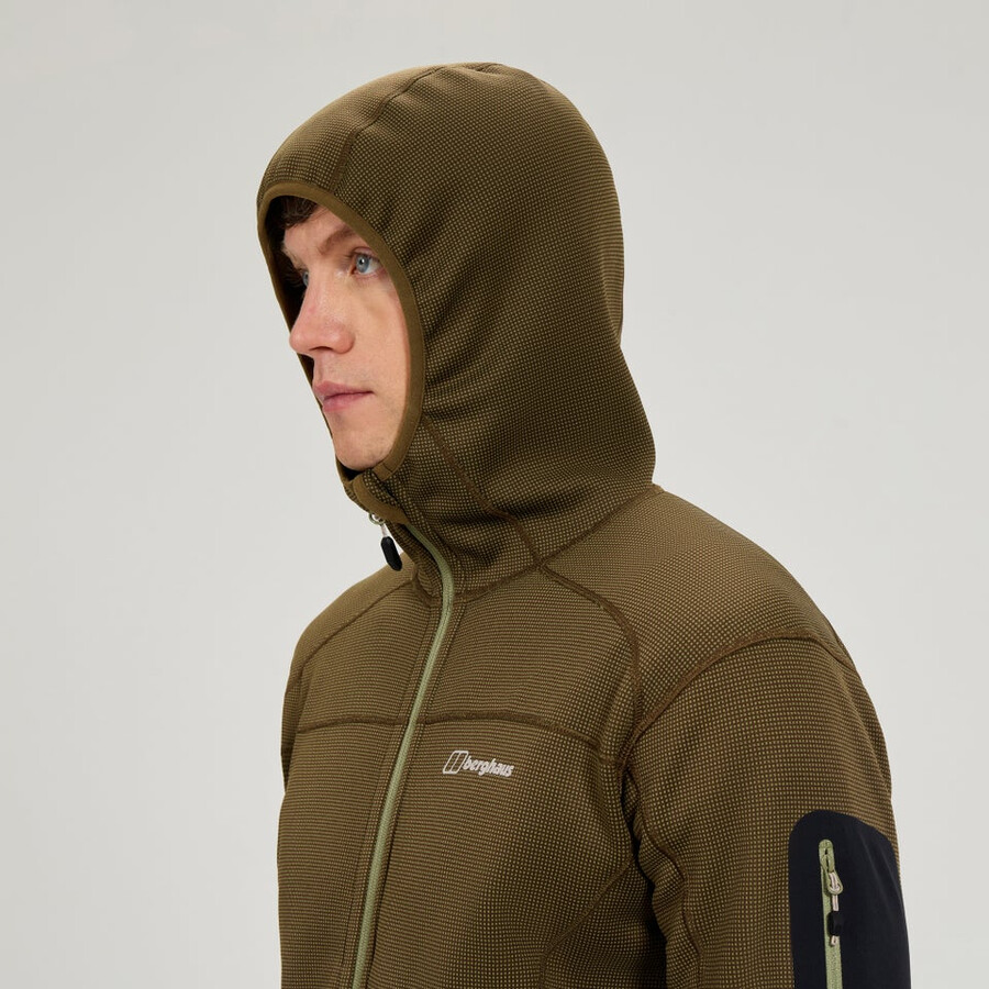 herren pravitale mtn 2.0 hooded fleece jacke - grünbraun berghaus