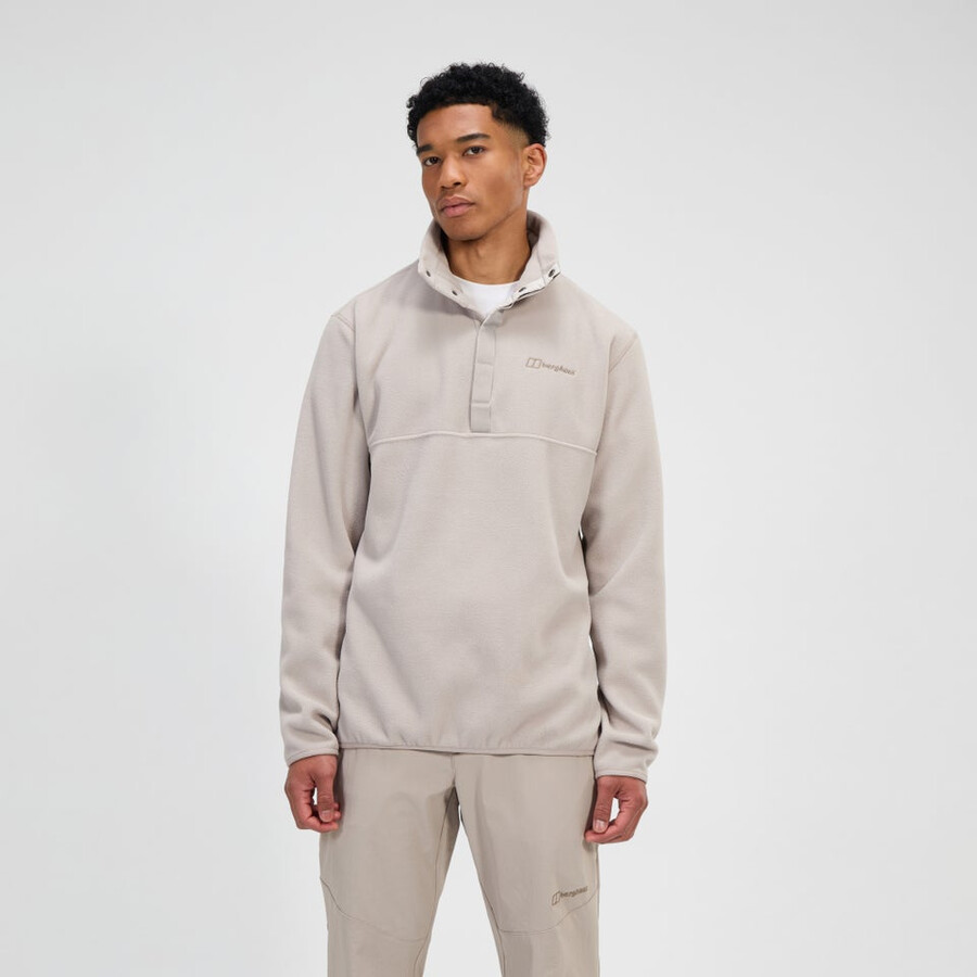 männer felltop-snap-fleece-pullover - grau berghaus