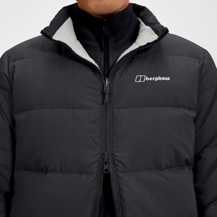 männer fulstow reversible down jacket - black die berghaus