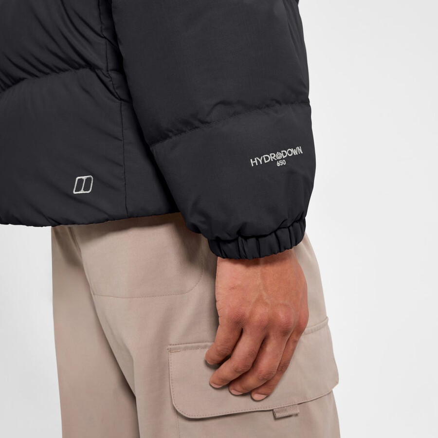 männer fulstow reversible down jacket - black die berghaus