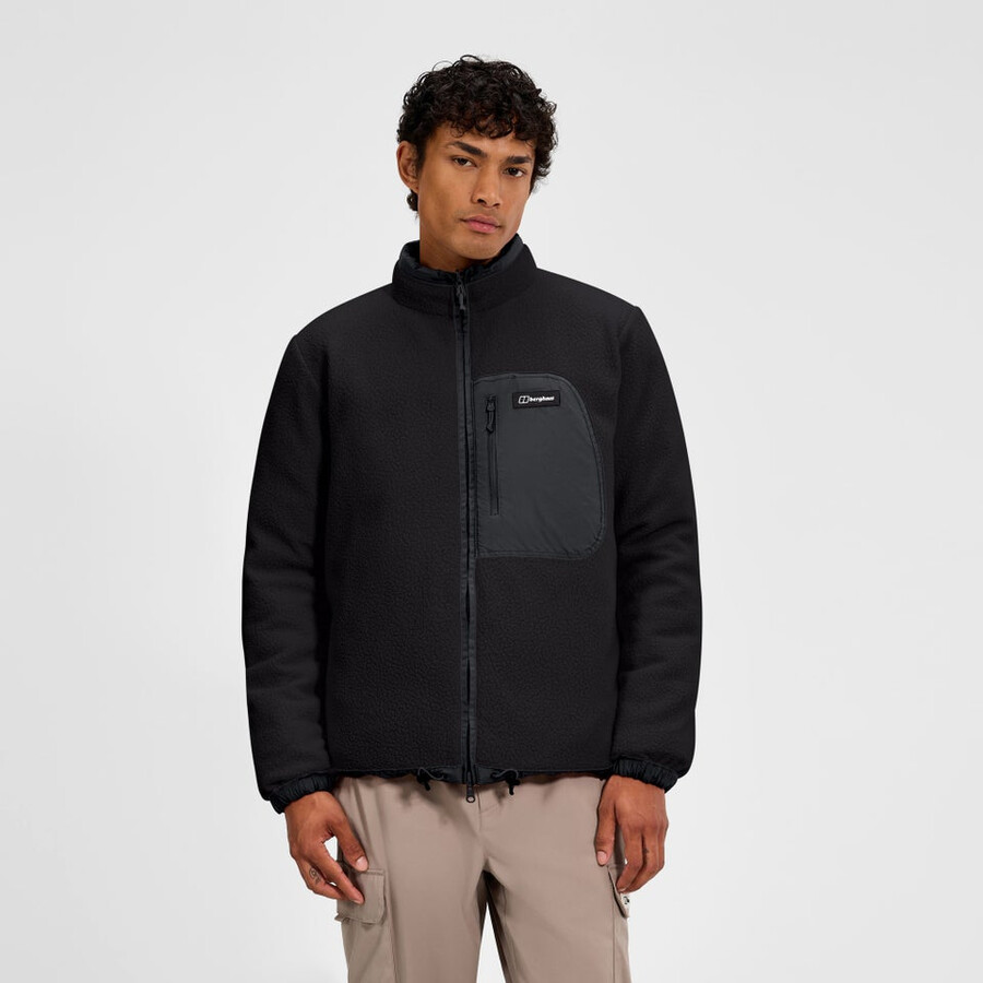 männer fulstow reversible down jacket - black die berghaus