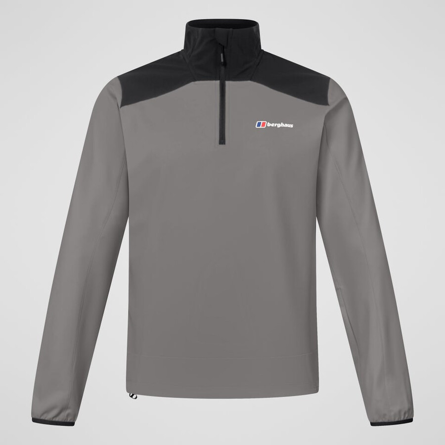 men s terrain trek half zip jacke - grauschwarz berghaus