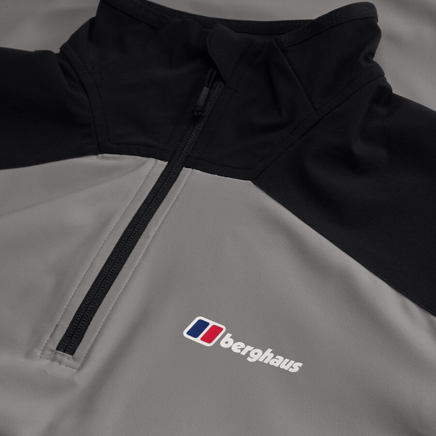 men s terrain trek half zip jacke - grauschwarz berghaus