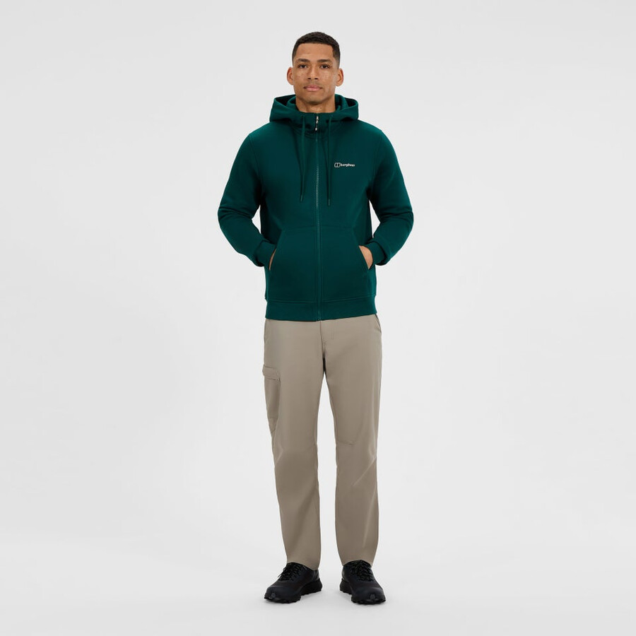 men s logo full zip hoodie - green berghaus