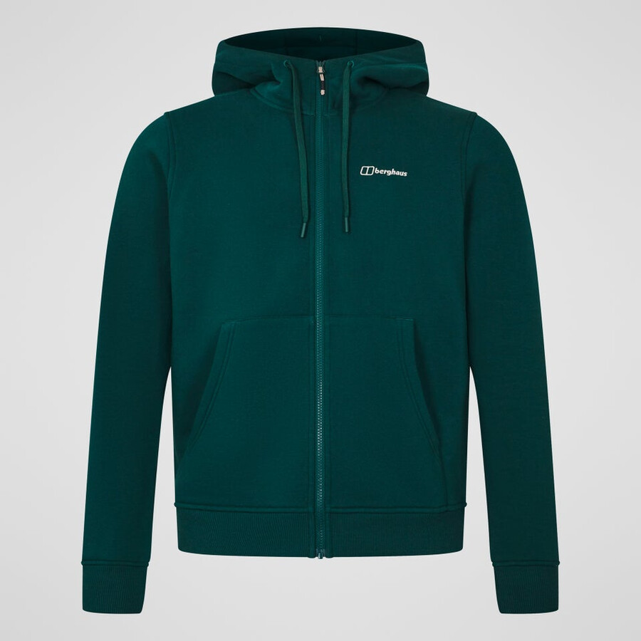 men s logo full zip hoodie - green berghaus