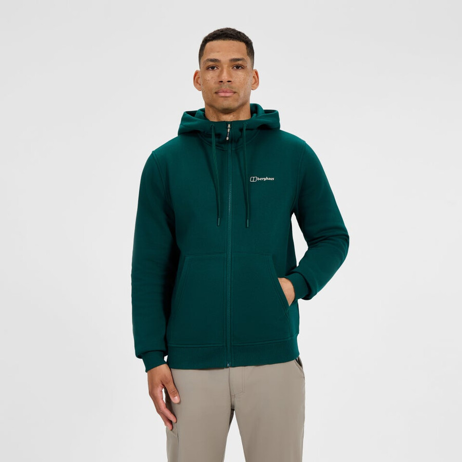 men s logo full zip hoodie - green berghaus