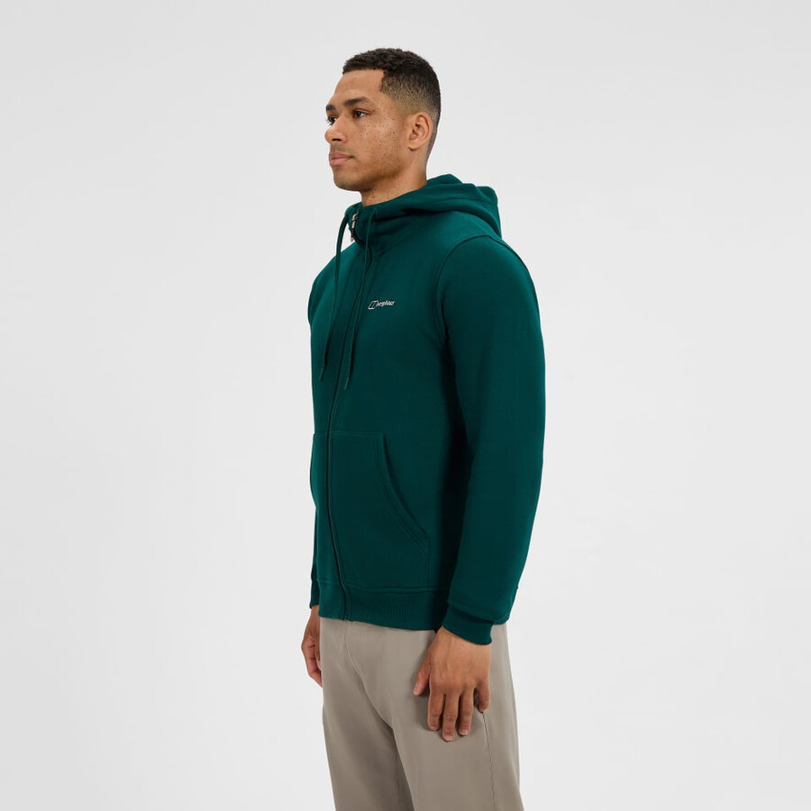men s logo full zip hoodie - green berghaus