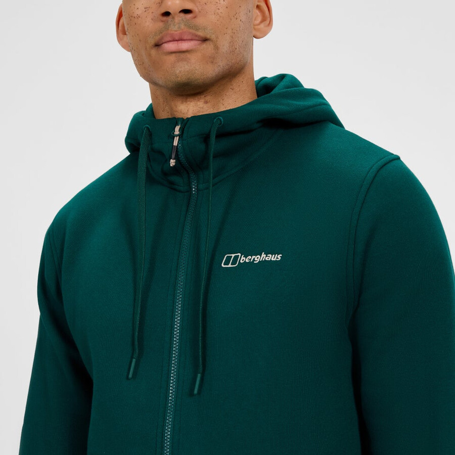 men s logo full zip hoodie - green berghaus