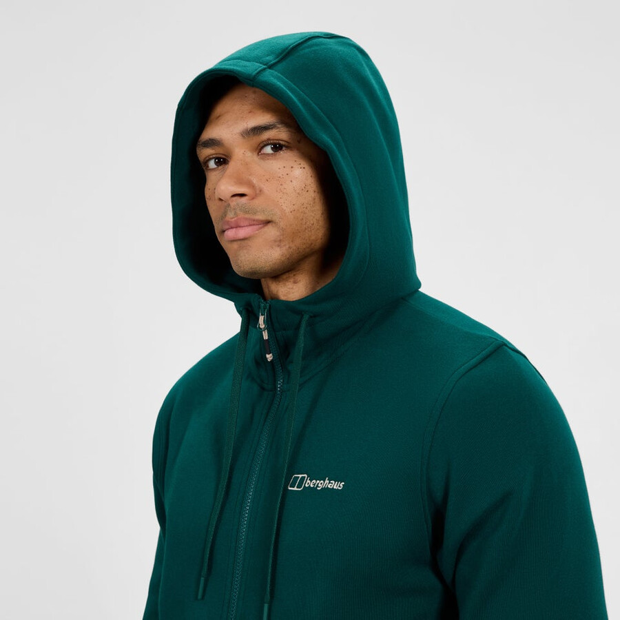 men s logo full zip hoodie - green berghaus