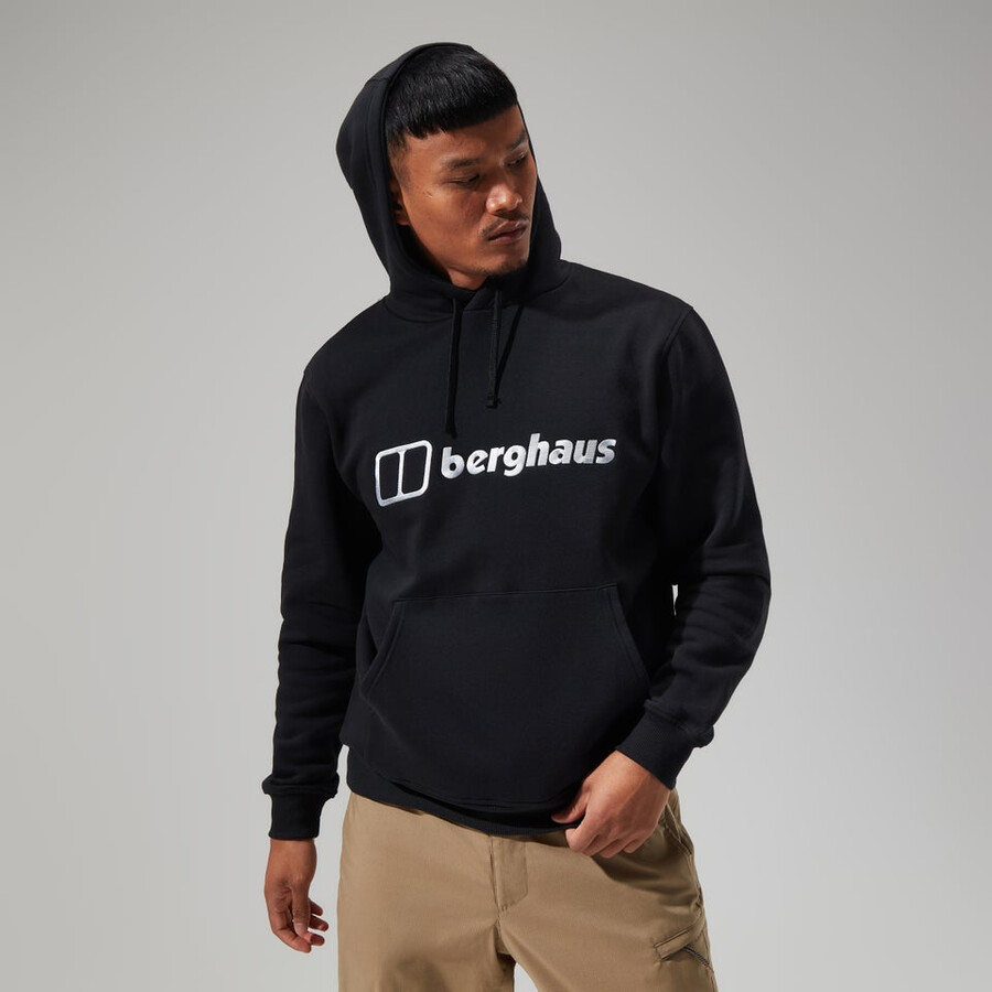 männer logo hoody black die berghaus