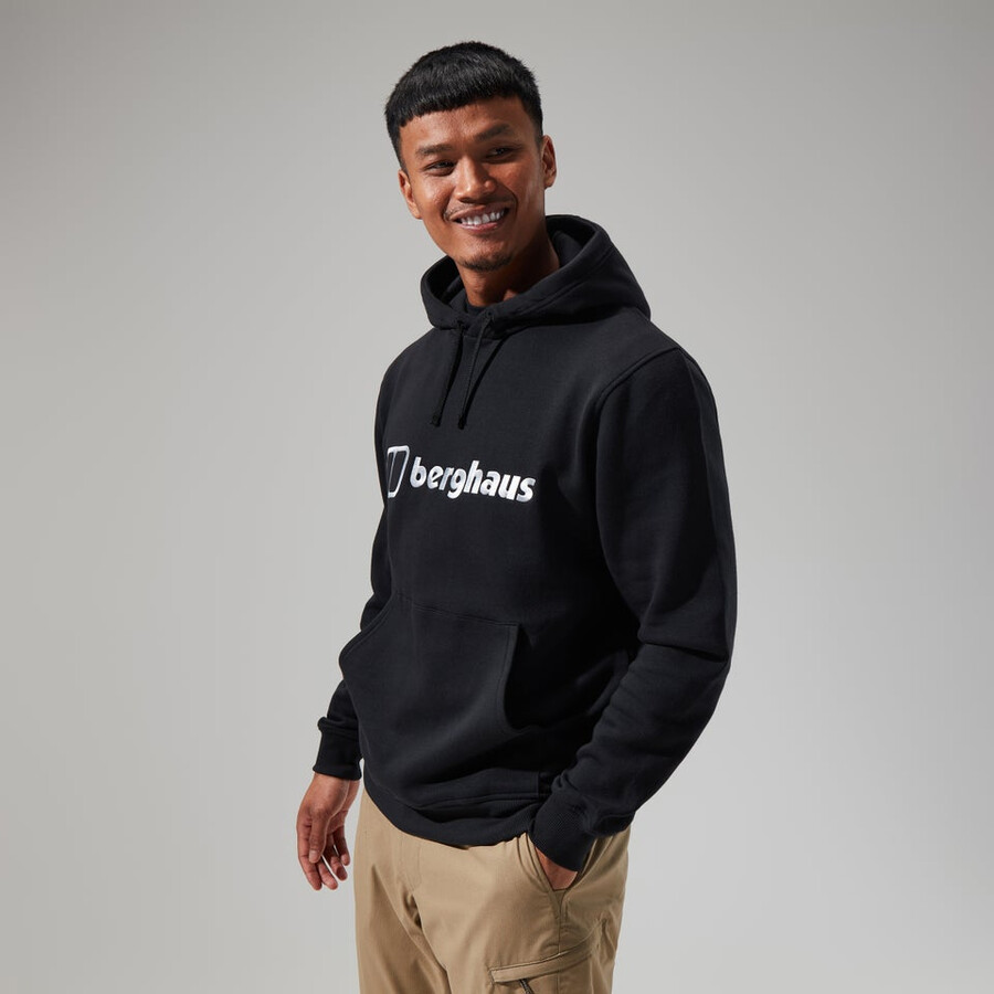 männer logo hoody black die berghaus