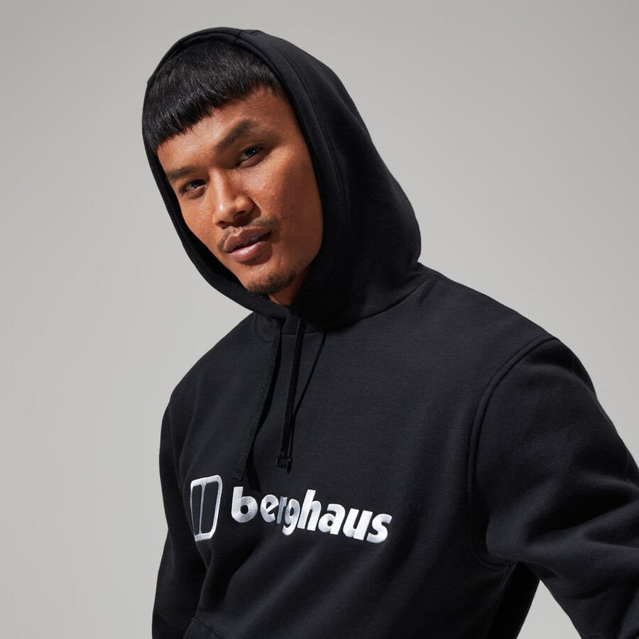 männer logo hoody black die berghaus