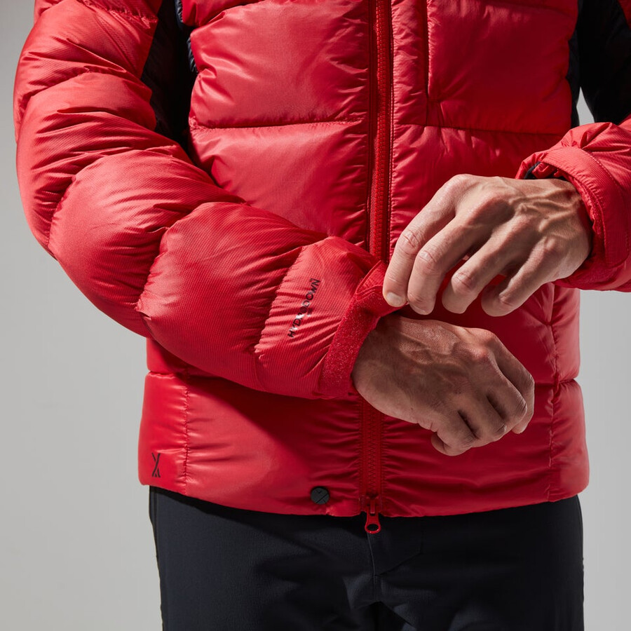men s mtn arete ultra-down hoody - rotschwarz berghaus