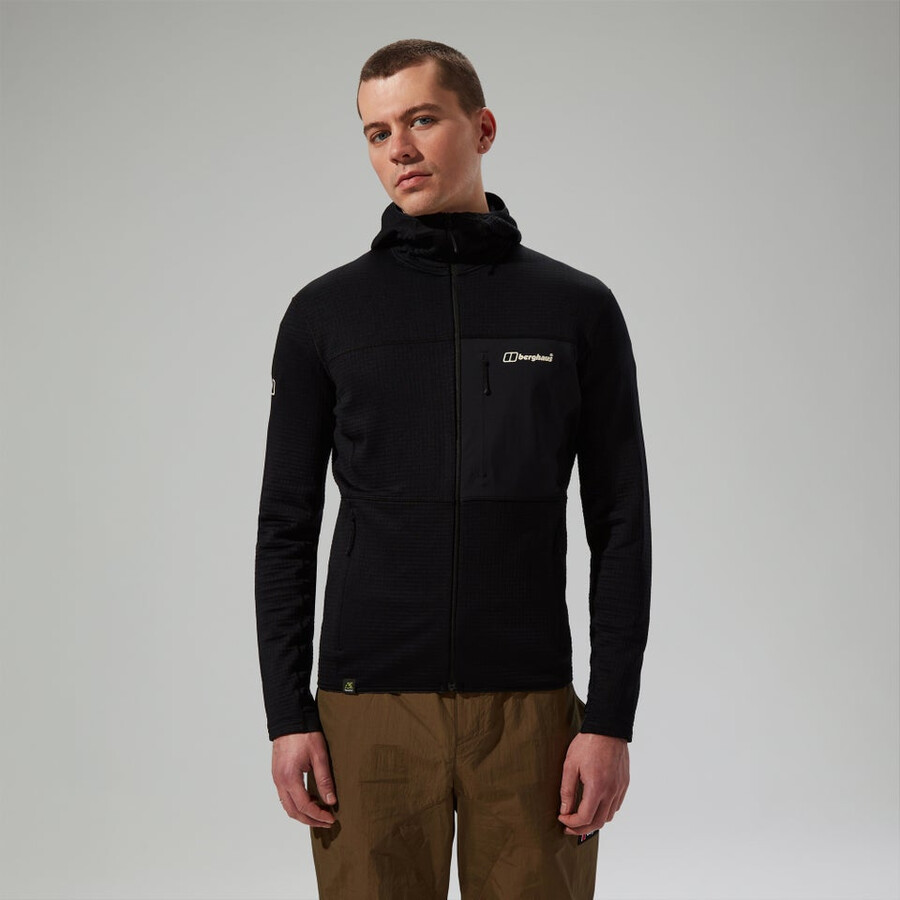 männer s ridge-hiker hooded jacket - schwarz berghaus