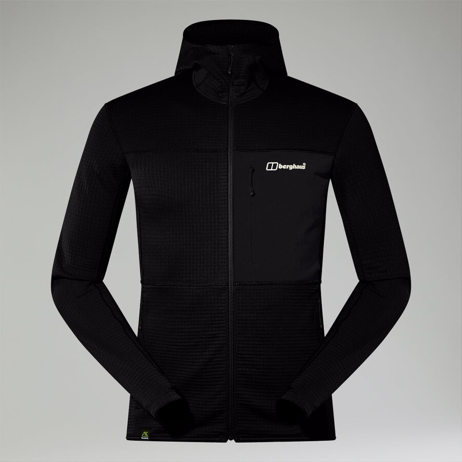 männer s ridge-hiker hooded jacket - schwarz berghaus