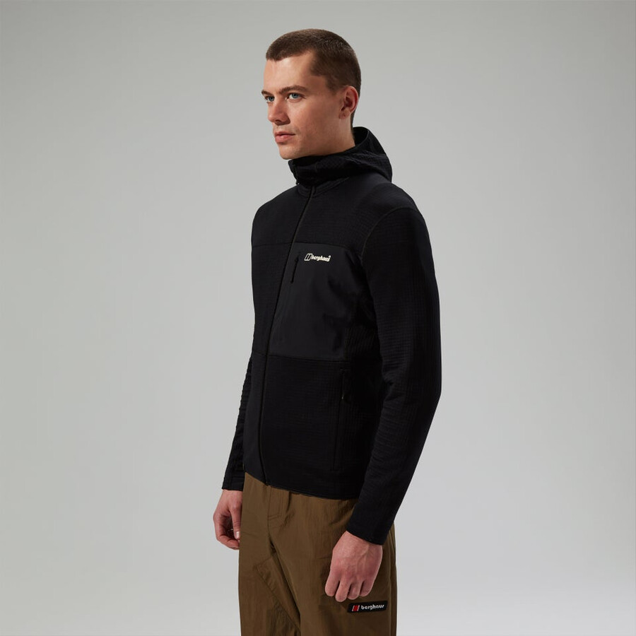 männer s ridge-hiker hooded jacket - schwarz berghaus