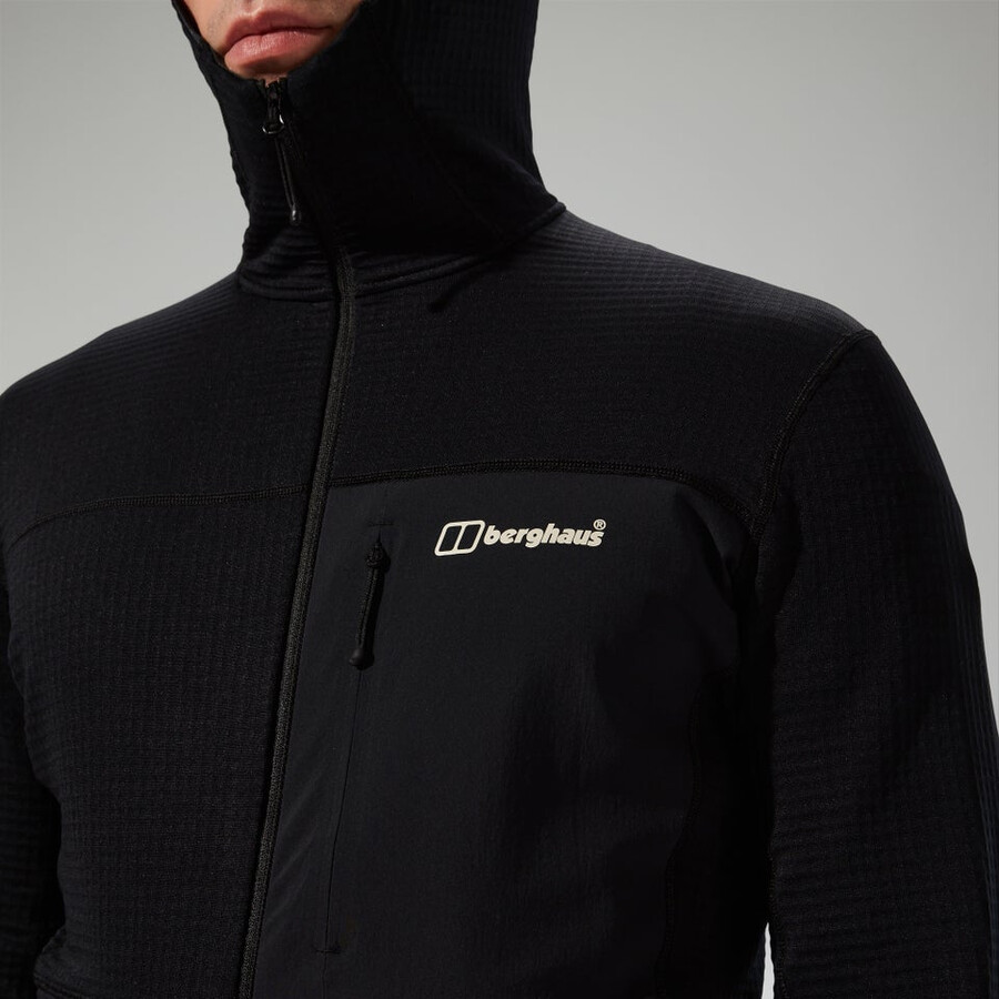männer s ridge-hiker hooded jacket - schwarz berghaus