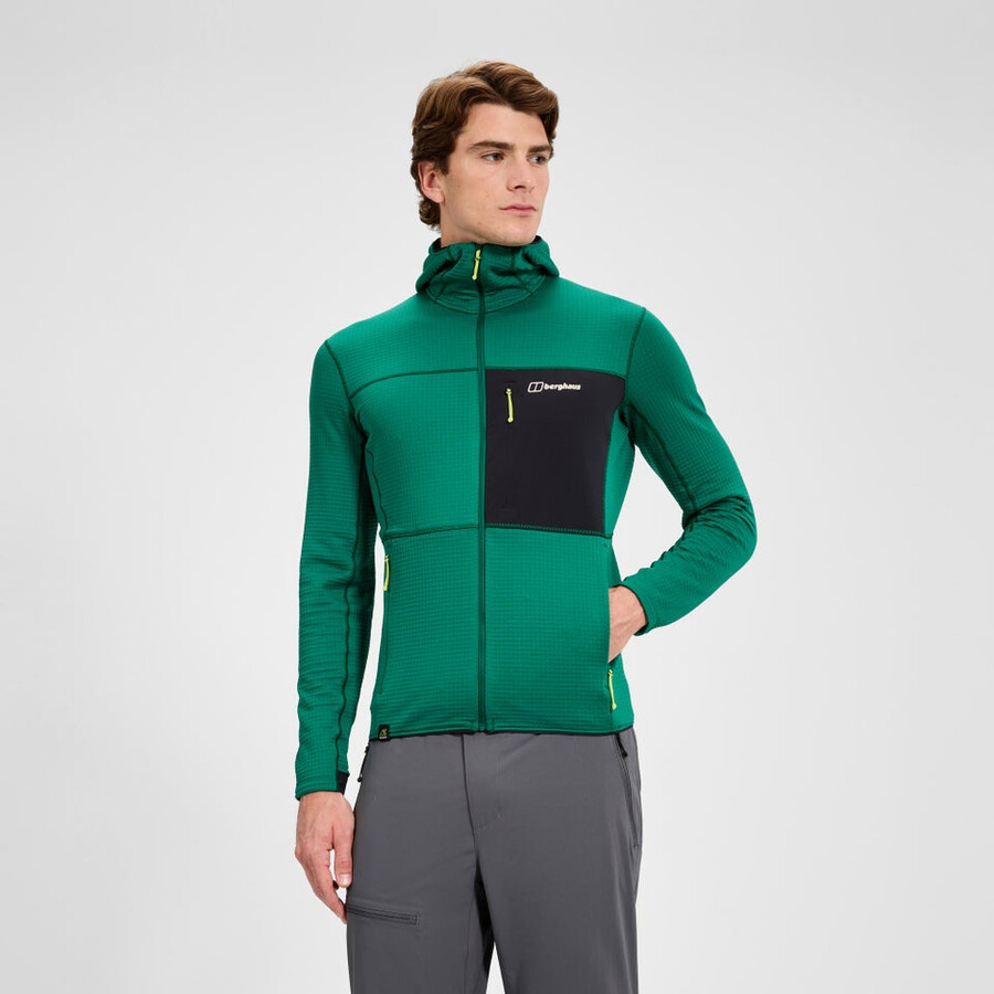 männer s ridge-hiker hooded jacket - greenblack die berghaus