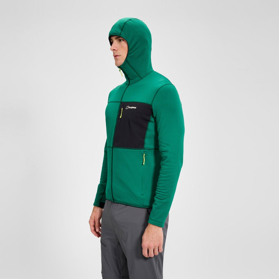 männer s ridge-hiker hooded jacket - greenblack die berghaus