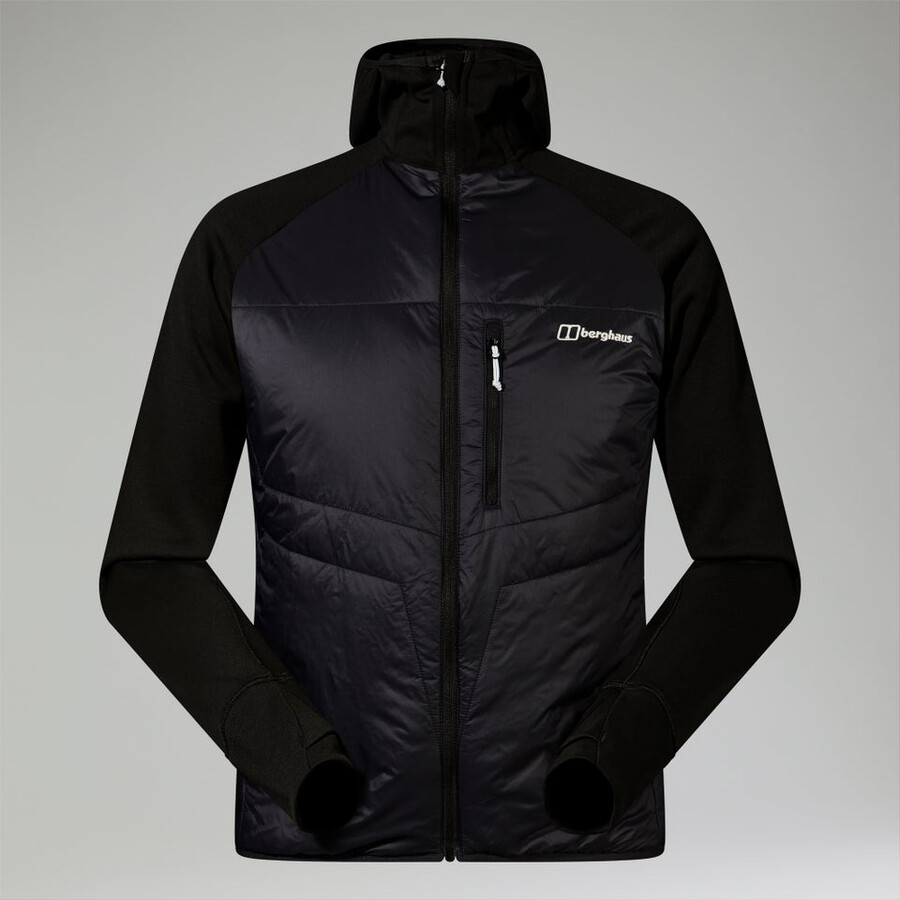 männer trawden hybrid hooded jacket - schwarz berghaus