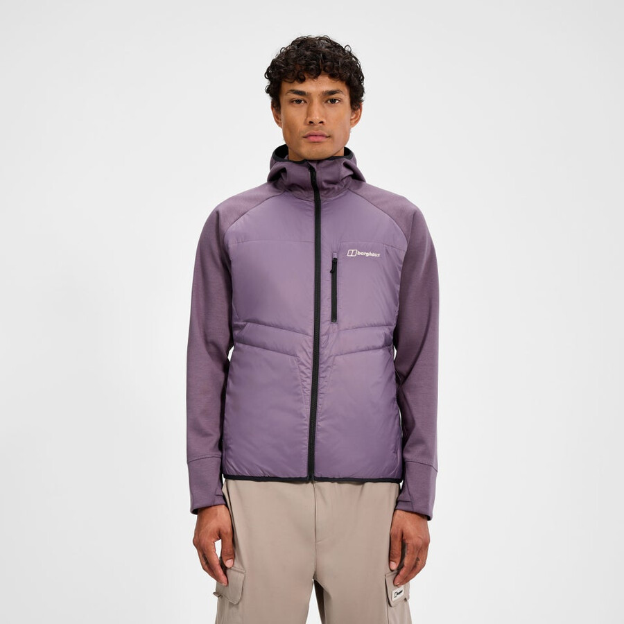 männer trawden hybrid hooded jacket - purple berghaus