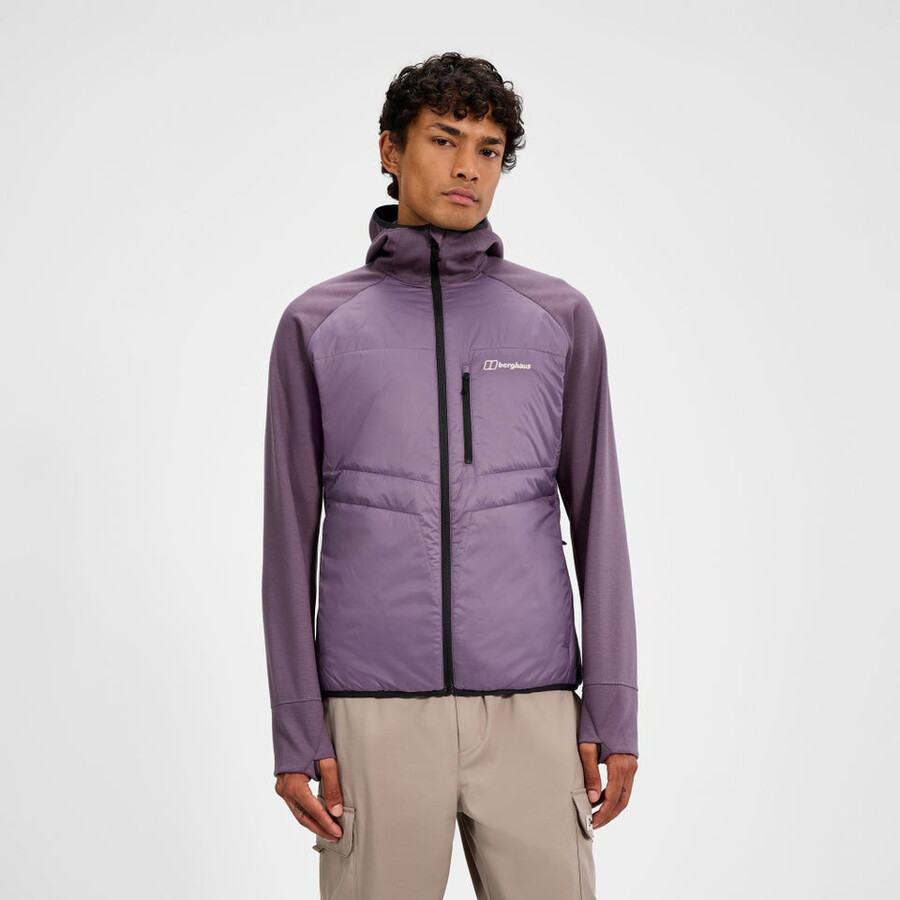 männer trawden hybrid hooded jacket - purple berghaus