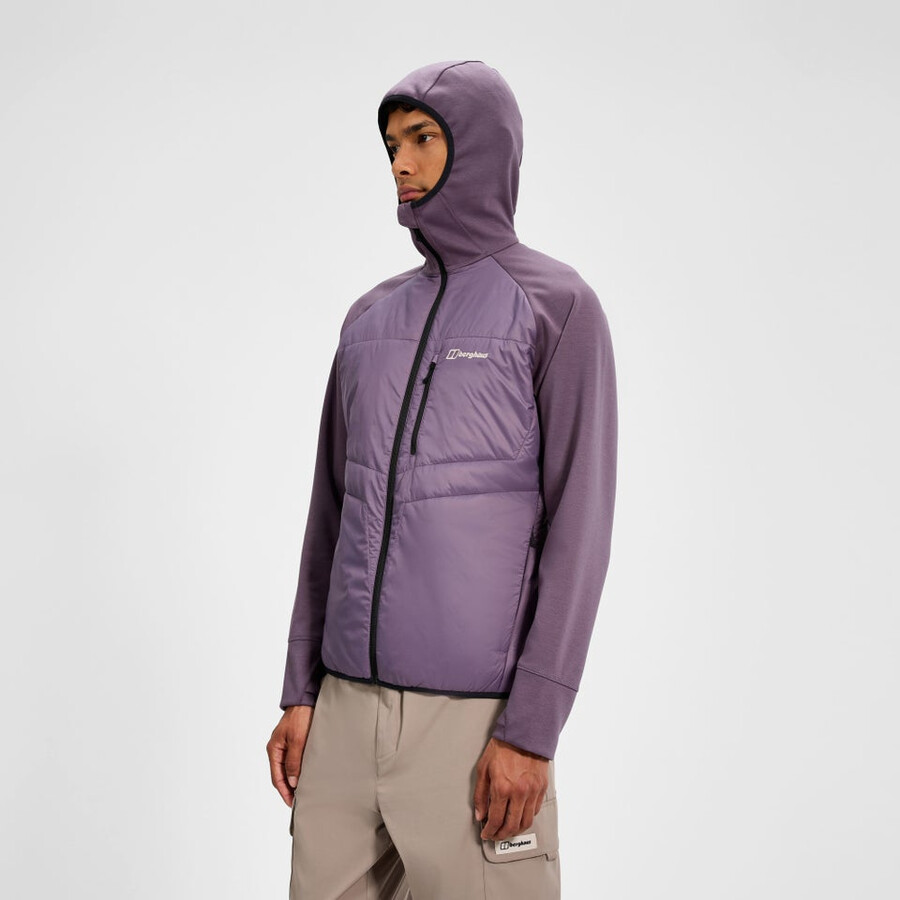 männer trawden hybrid hooded jacket - purple berghaus