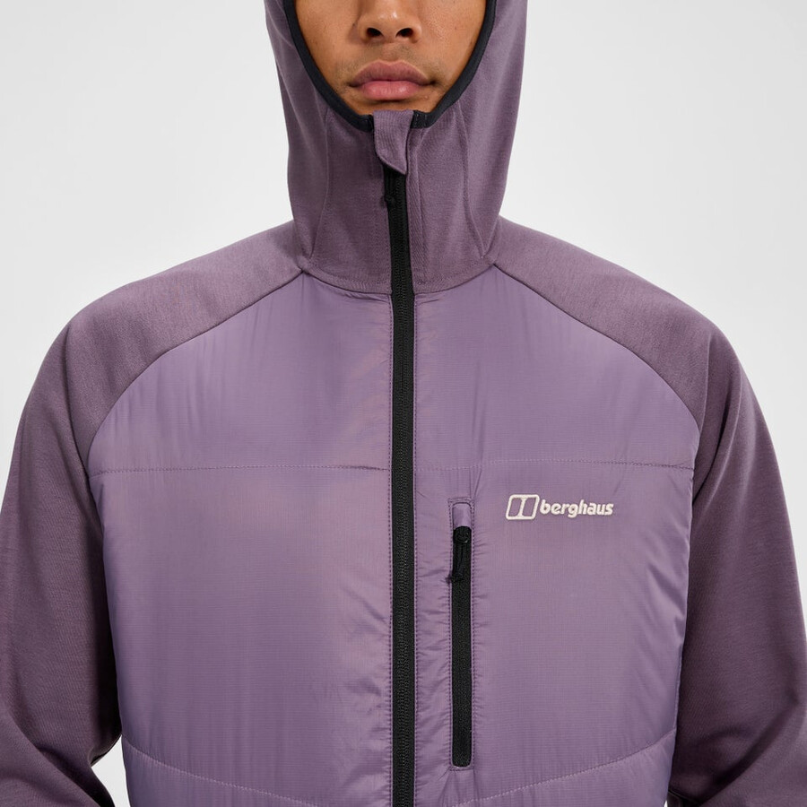 männer trawden hybrid hooded jacket - purple berghaus