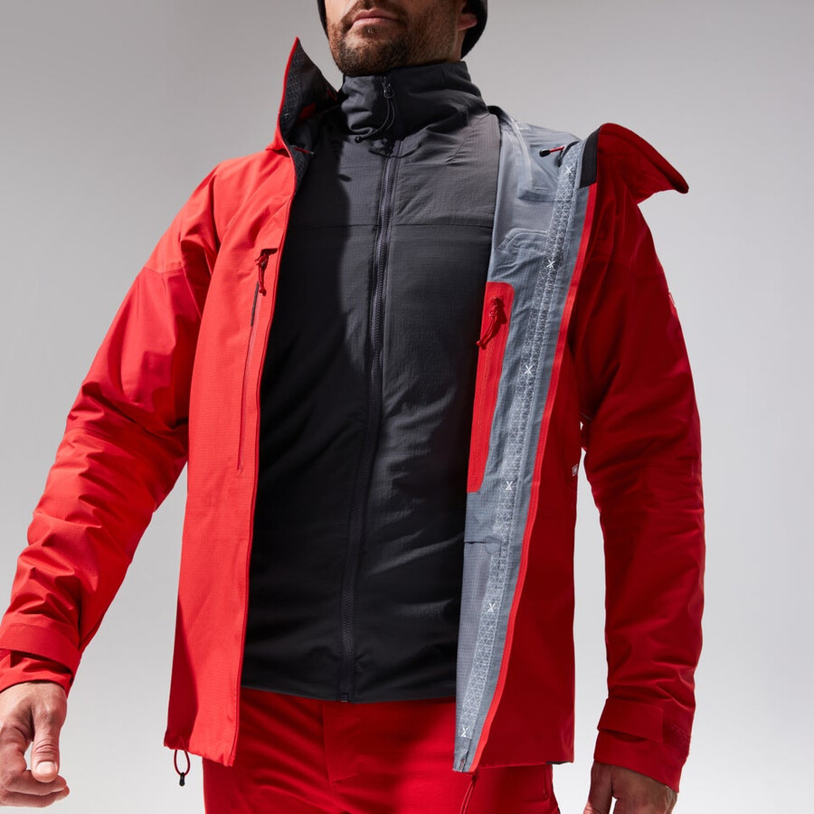men s mtn guide-mw-hybrid-jacke - grauschwarz berghaus