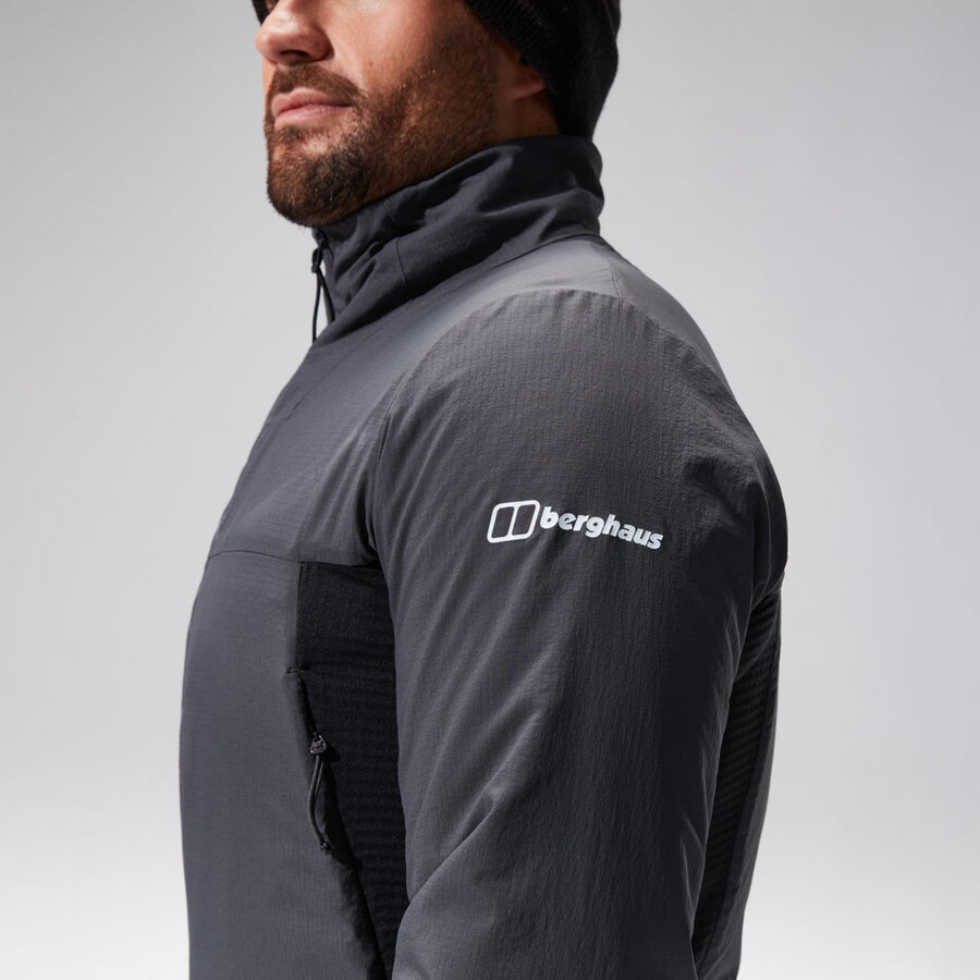 men s mtn guide-mw-hybrid-jacke - grauschwarz berghaus