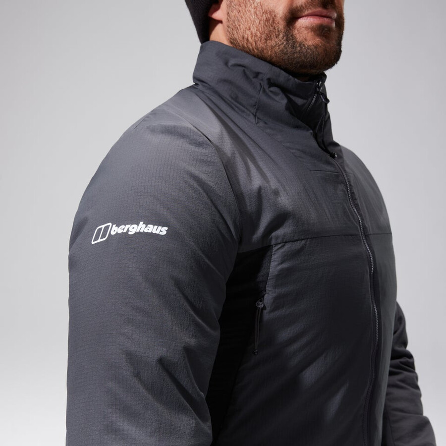 men s mtn guide-mw-hybrid-jacke - grauschwarz berghaus