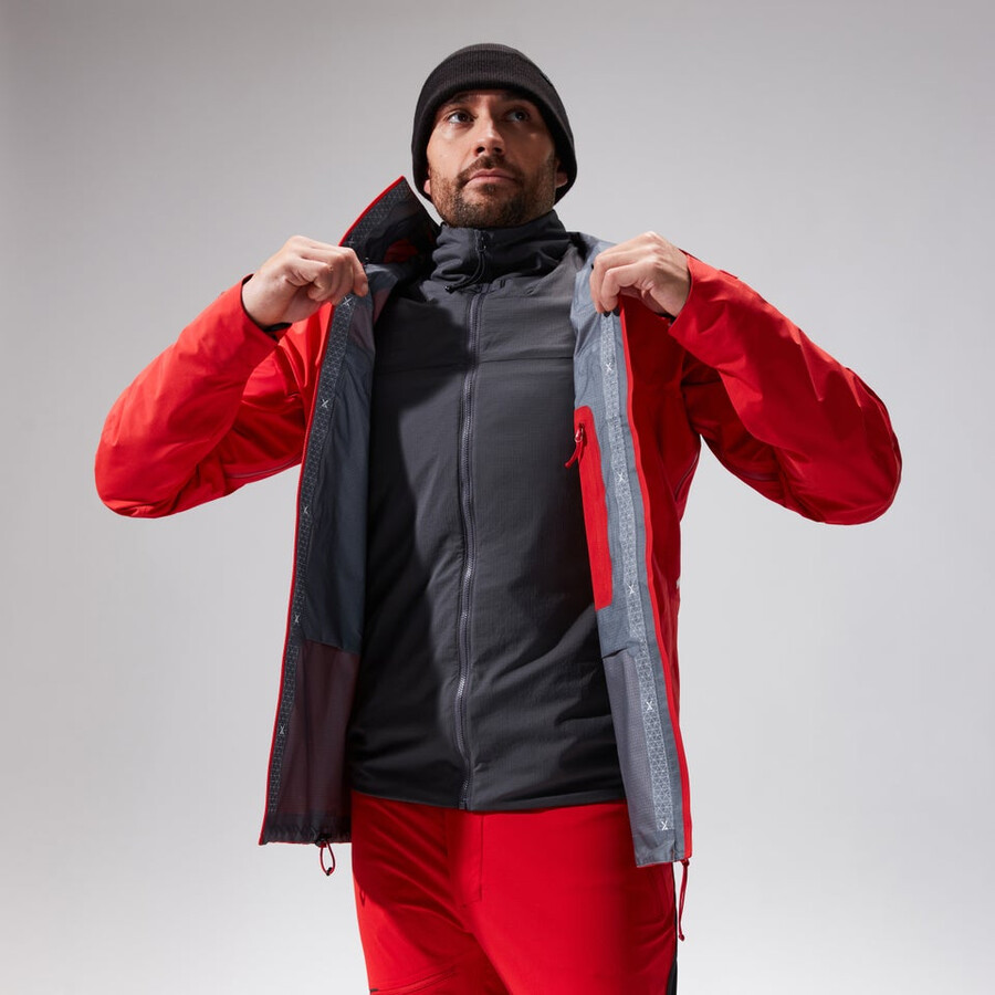men s mtn guide-mw-hybrid-jacke - grauschwarz berghaus