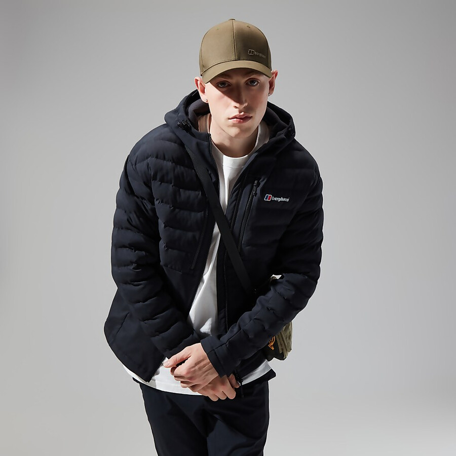 männer theran hybrid hooded jacket - schwarz berghaus