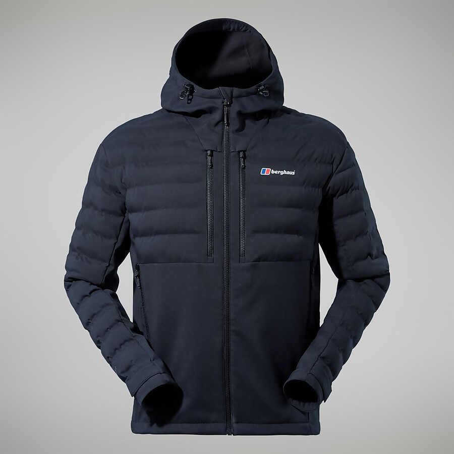 männer theran hybrid hooded jacket - schwarz berghaus