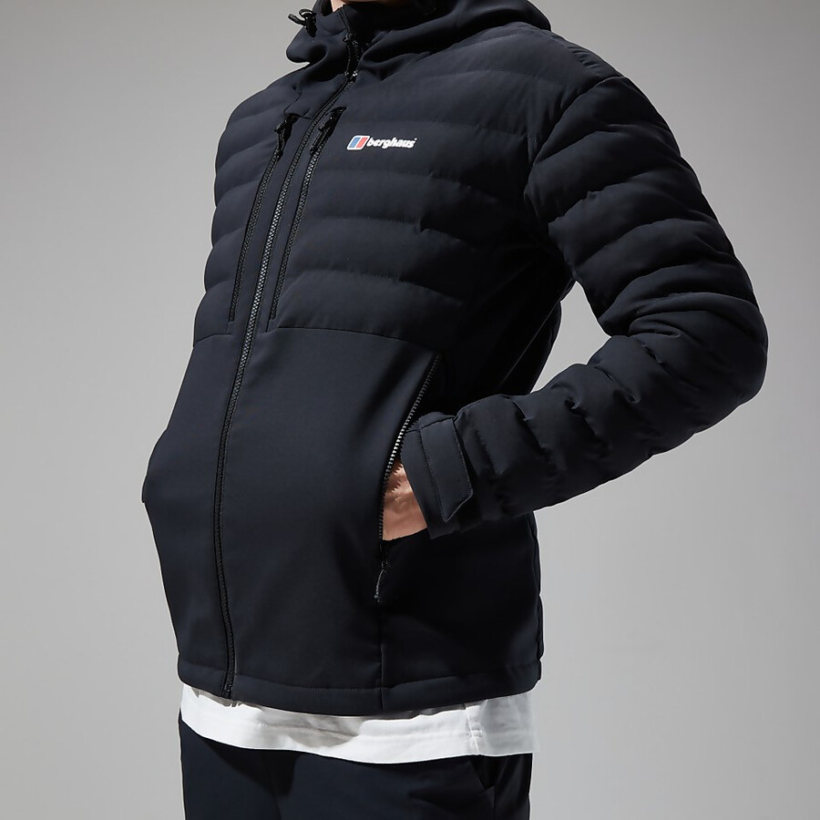männer theran hybrid hooded jacket - schwarz berghaus