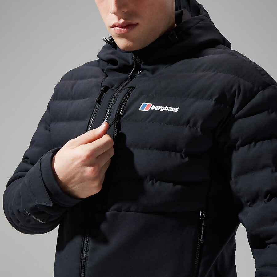 männer theran hybrid hooded jacket - schwarz berghaus