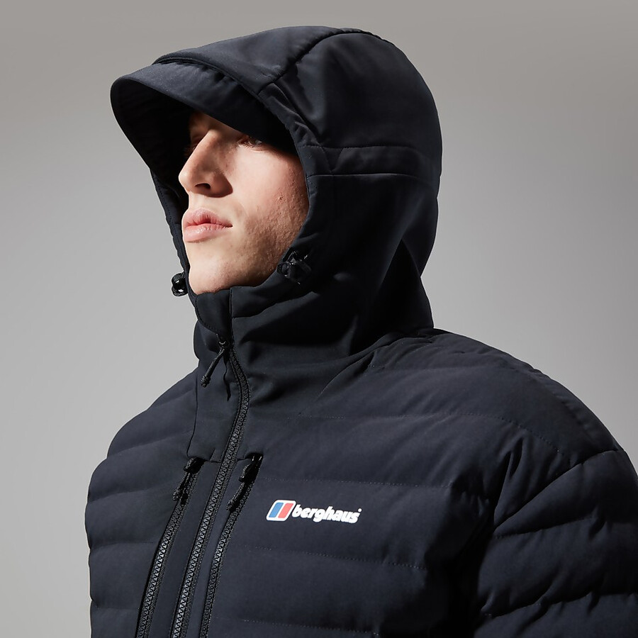männer theran hybrid hooded jacket - schwarz berghaus